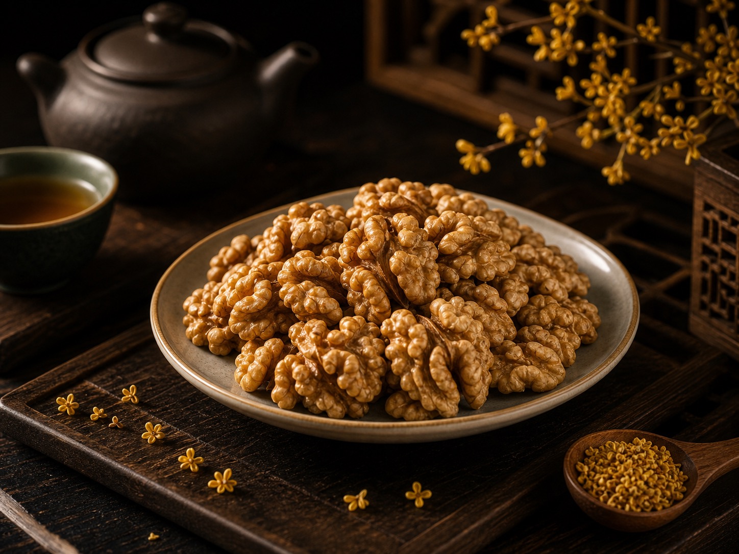 五仁月饼核桃仁原料展示