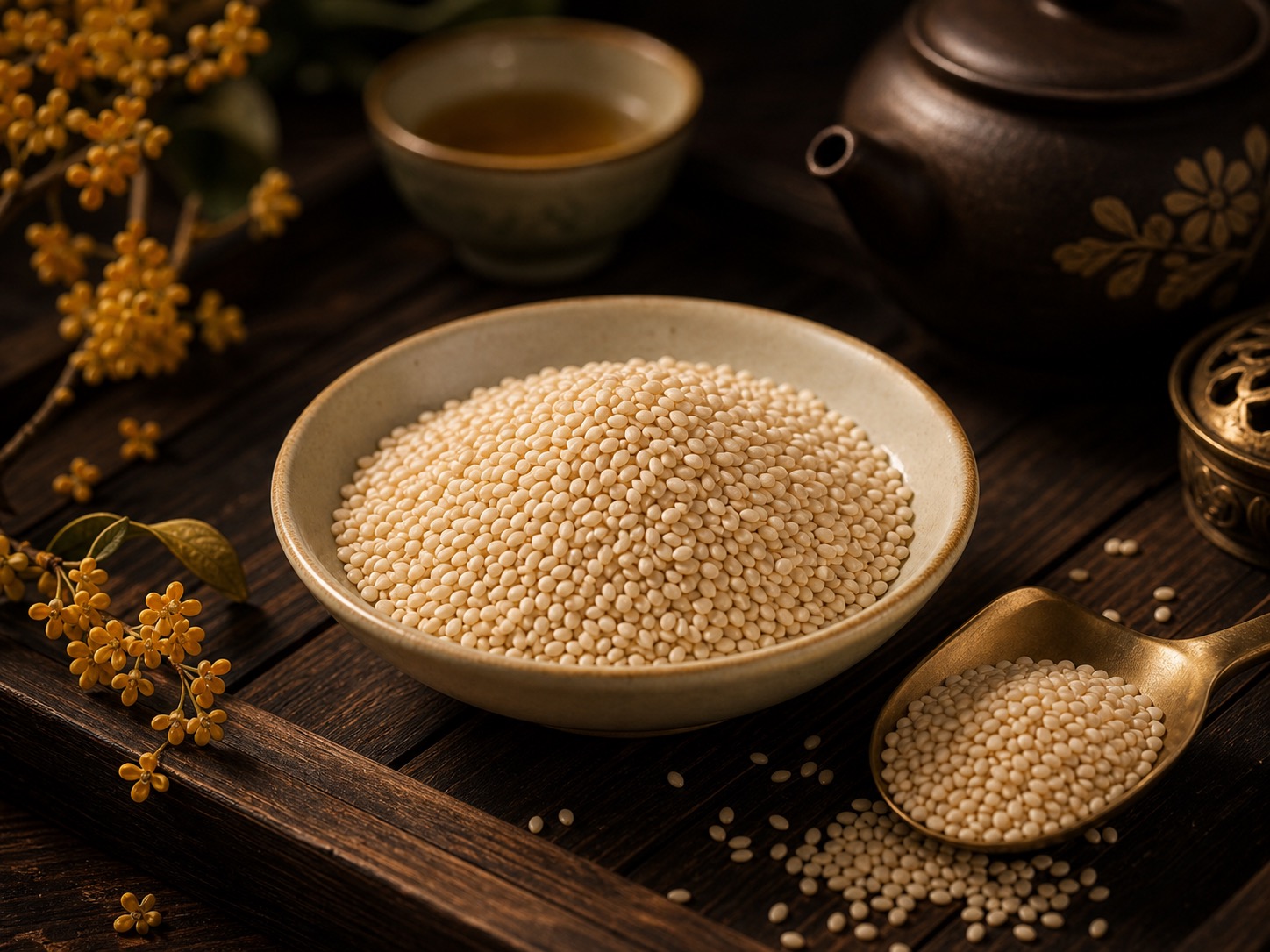 五仁月饼醇香白芝麻原料展示